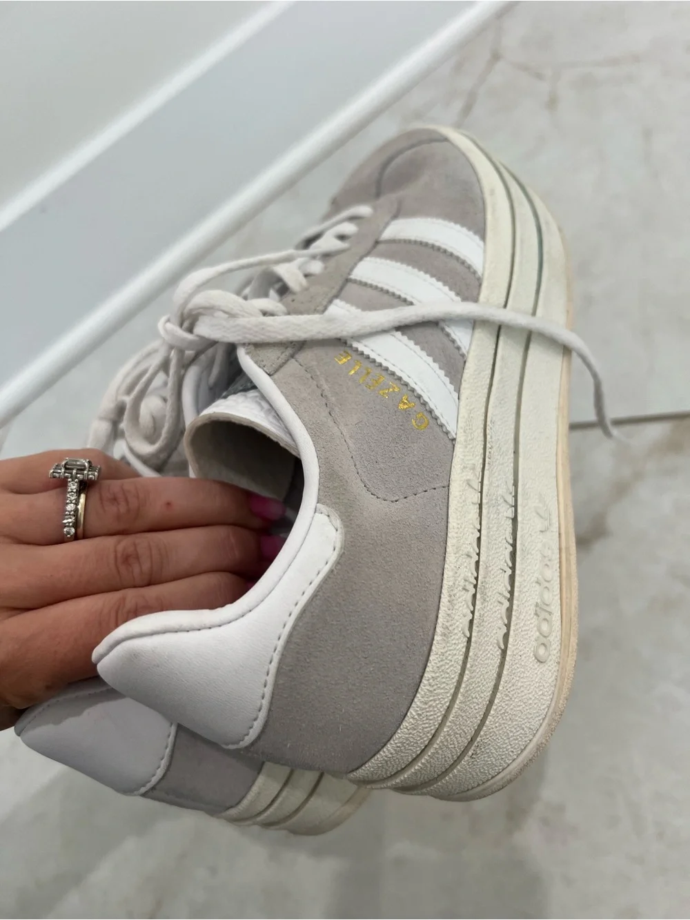 Adidas Grey Two / Cloud White / Core White Gazelle Bold Sneakers Size 6 US $120